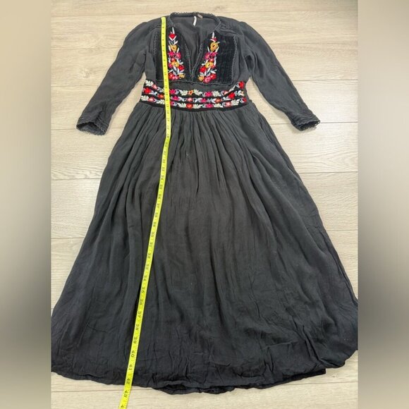 Free People Flora Embroidered Floral Midi Dress Black - Picture 13 of 14